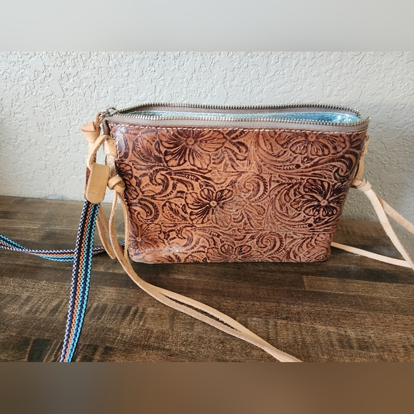Consuela Sally Midtown Crossbody Purse And Sally Card Organizer Embossed Leather - Picture 5 of 13